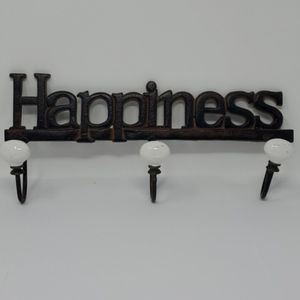 Vintage Cast Iron HAPPINESS Coat Rack